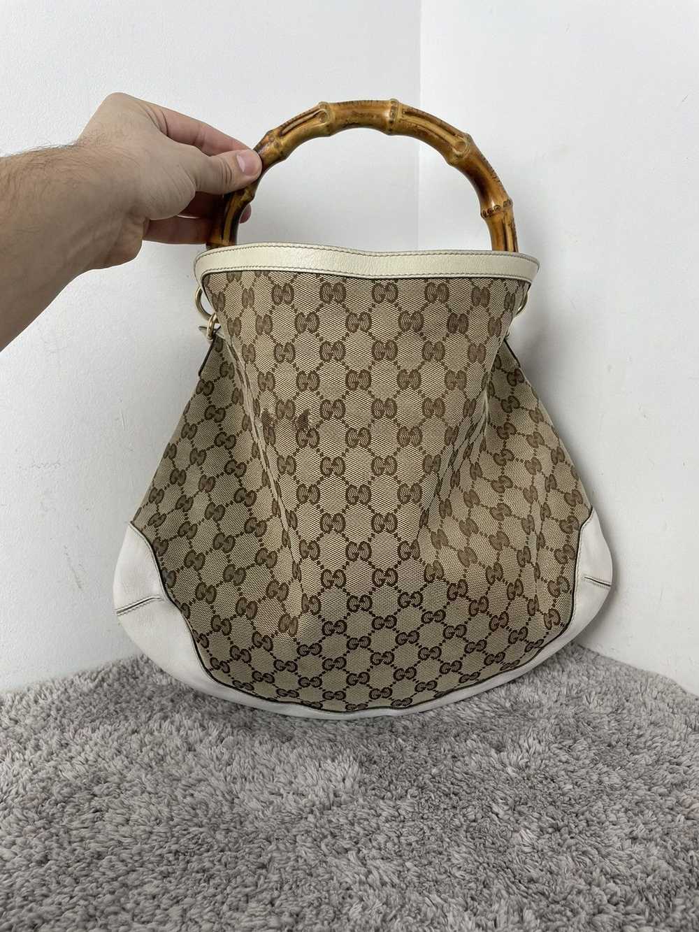 Gucci Gucci Monogram Peggy Bamboo Top Handle Medi… - image 4