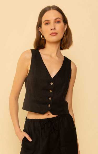 Whimsy and Row Bowie Vest in Black Linen