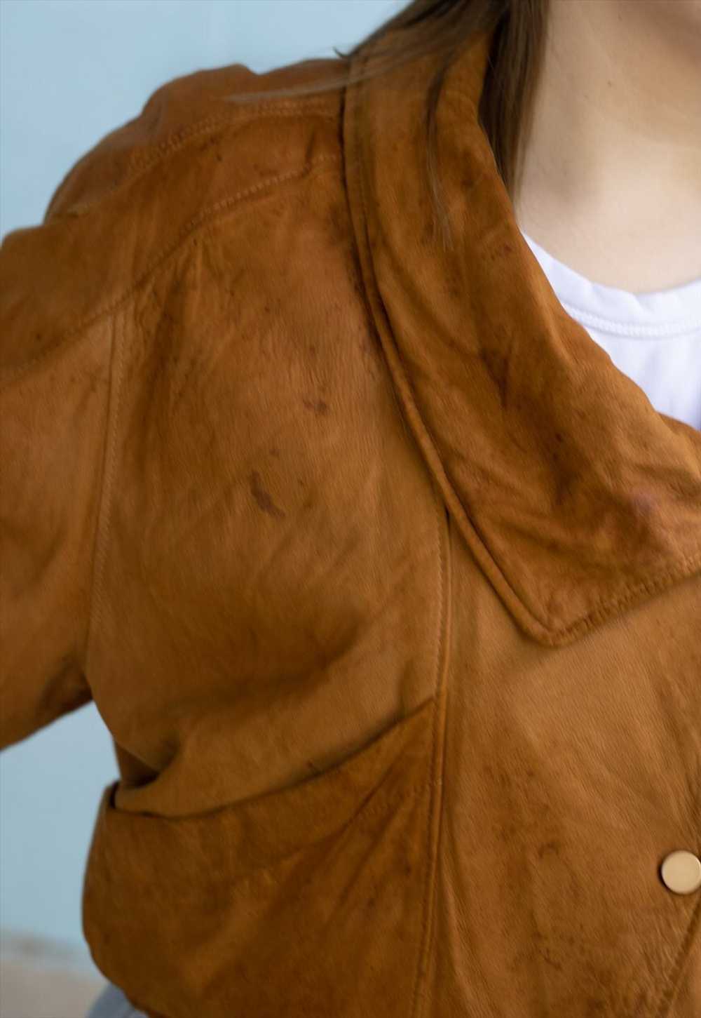 Vintage  Leather Jacket Cazadora in Brown L - image 4