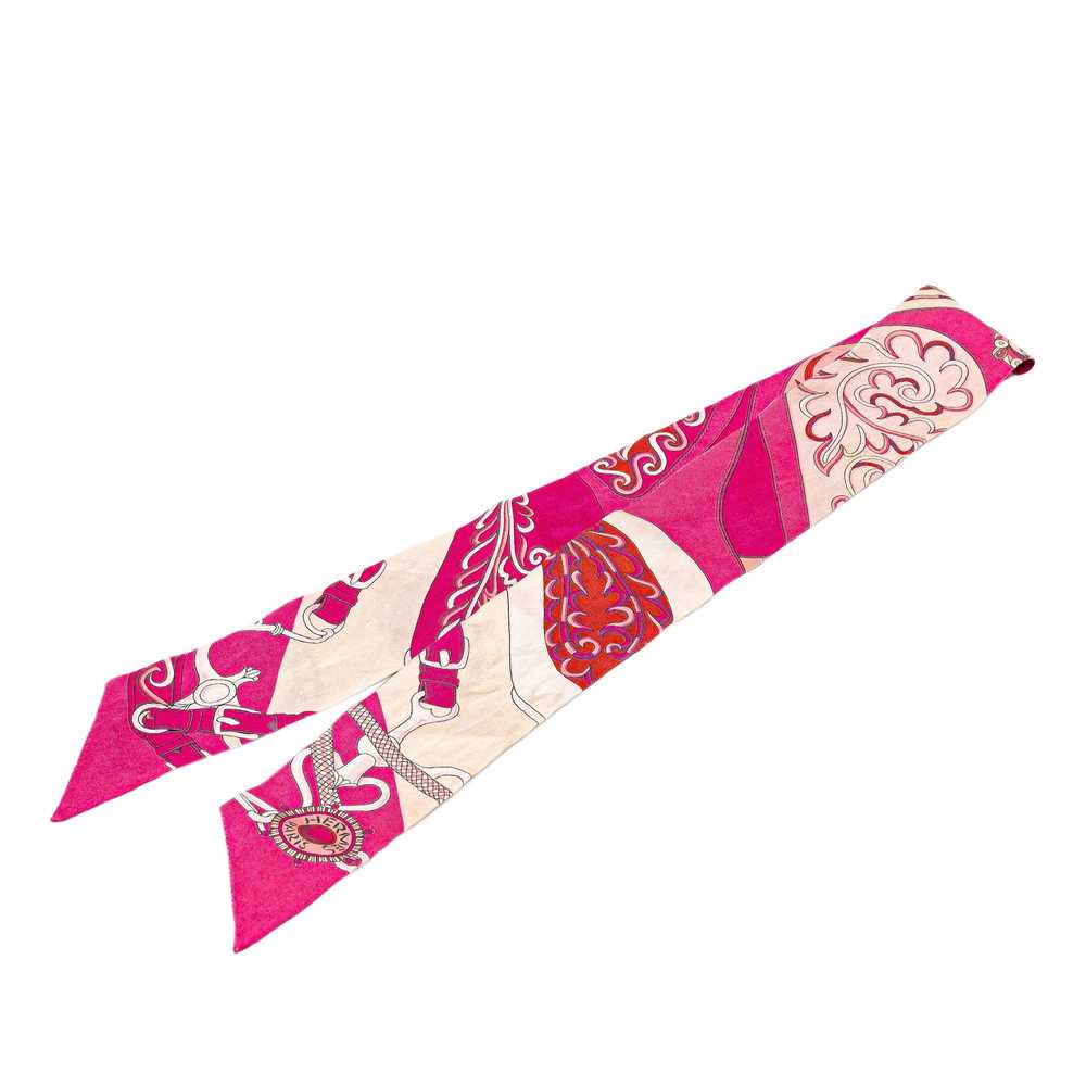 Pink Hermès Amazon Festival Twilly Silk Scarf Sca… - image 1