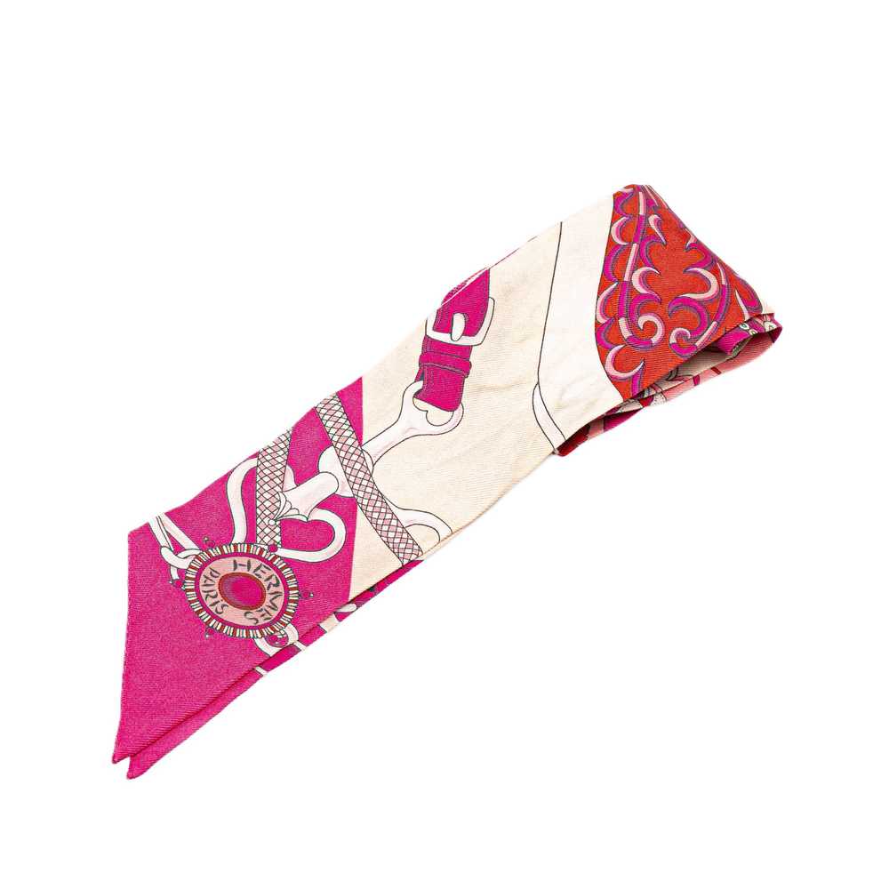 Pink Hermès Amazon Festival Twilly Silk Scarf Sca… - image 4