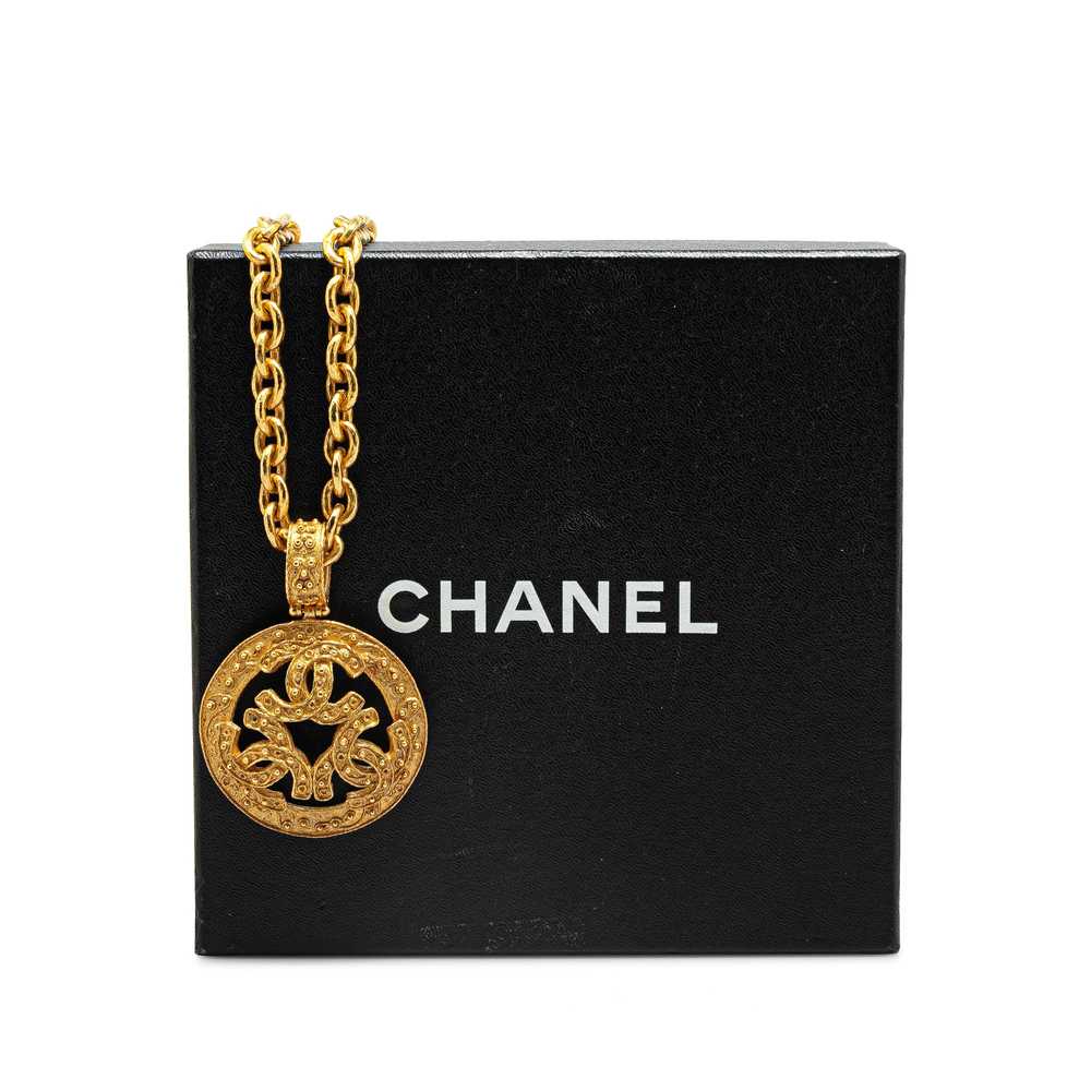 Gold Chanel Gold Plated Triple CC Round Pendant N… - image 4