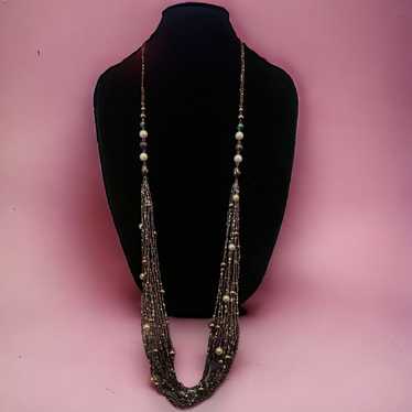 Other Long gathered multi strand bead necklace