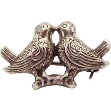 Antique Sterling Silver Art Deco Love Birds Sparr… - image 1