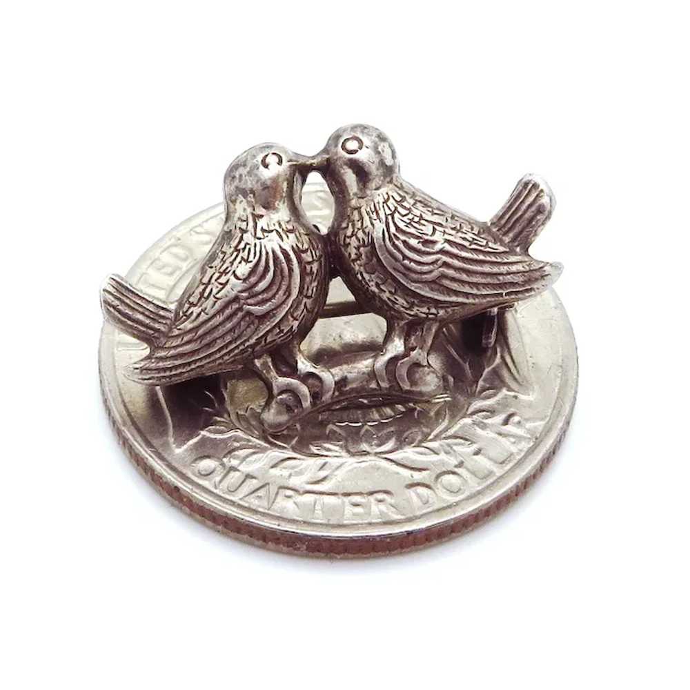 Antique Sterling Silver Art Deco Love Birds Sparr… - image 2