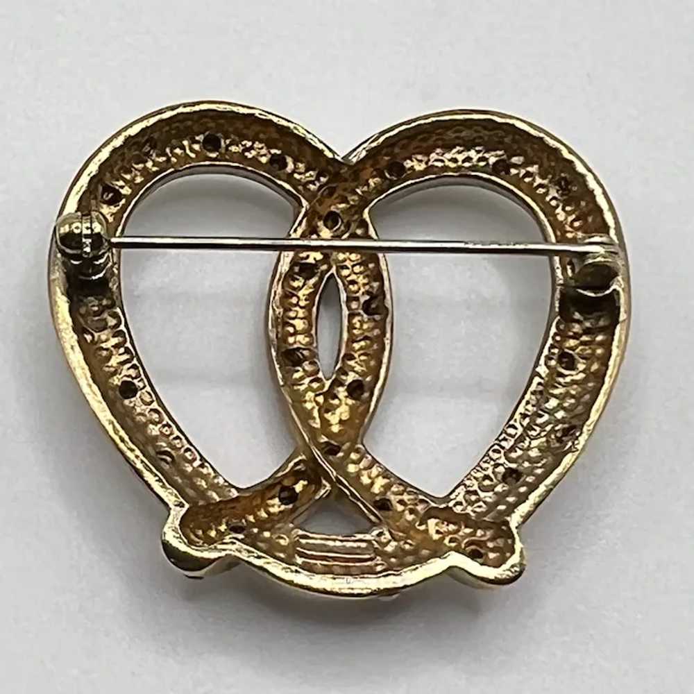 Vintage Krementz Pretzel Rhinestone Gold Tone Pin - image 2