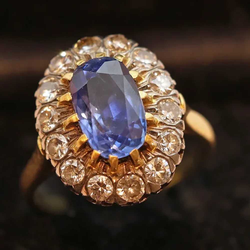 Antique Ring natural unheated sapphire (cert) dia… - image 10