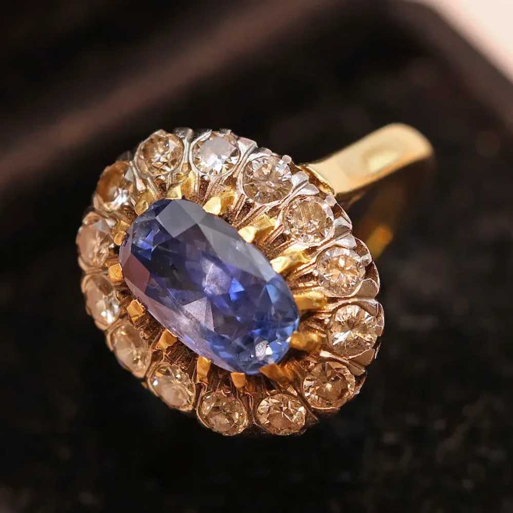 Antique Ring natural unheated sapphire (cert) dia… - image 11