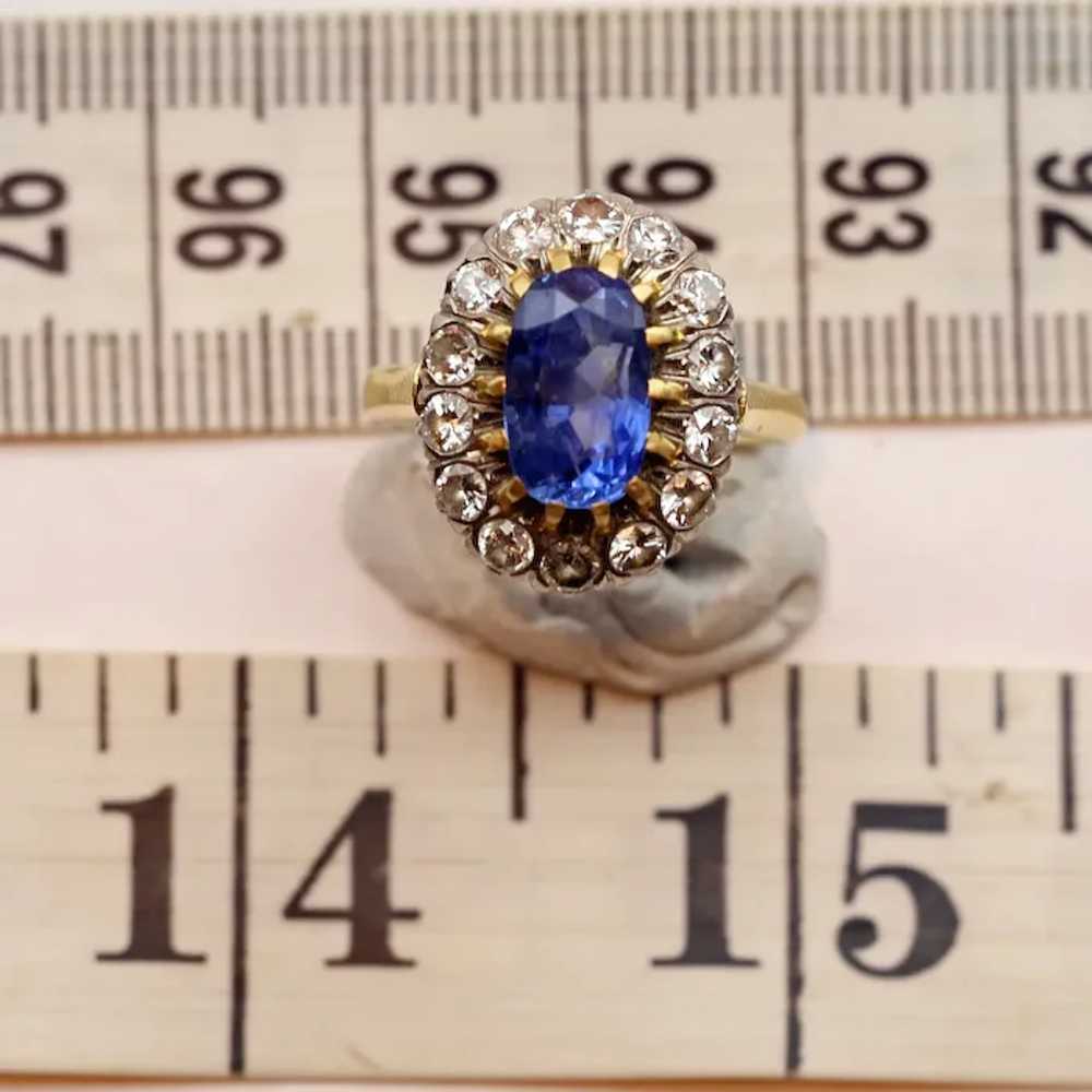 Antique Ring natural unheated sapphire (cert) dia… - image 12