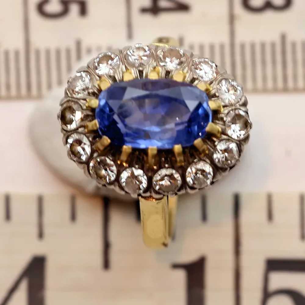 Antique Ring natural unheated sapphire (cert) dia… - image 5