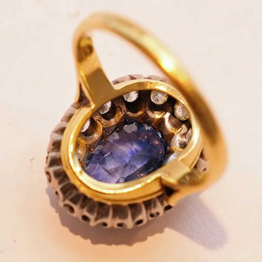 Antique Ring natural unheated sapphire (cert) dia… - image 7