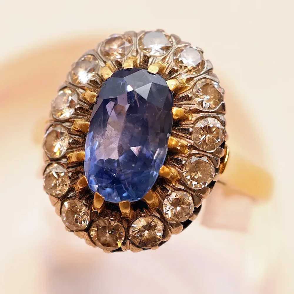 Antique Ring natural unheated sapphire (cert) dia… - image 8