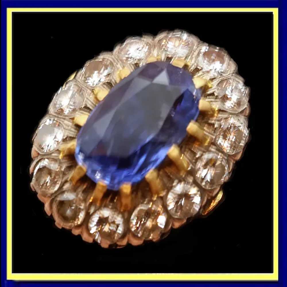 Antique Ring natural unheated sapphire (cert) dia… - image 9