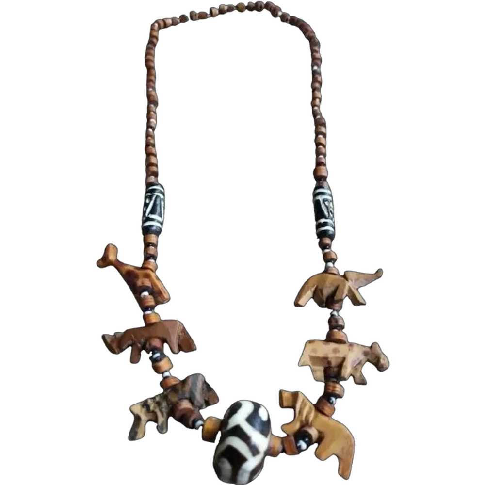 Vintage Safari Celluloid Figural Animal Bead Neck… - image 1