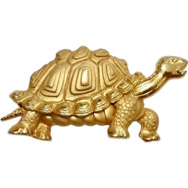 JJ Gold Tone Turtle Brooch Jonette Jewelry