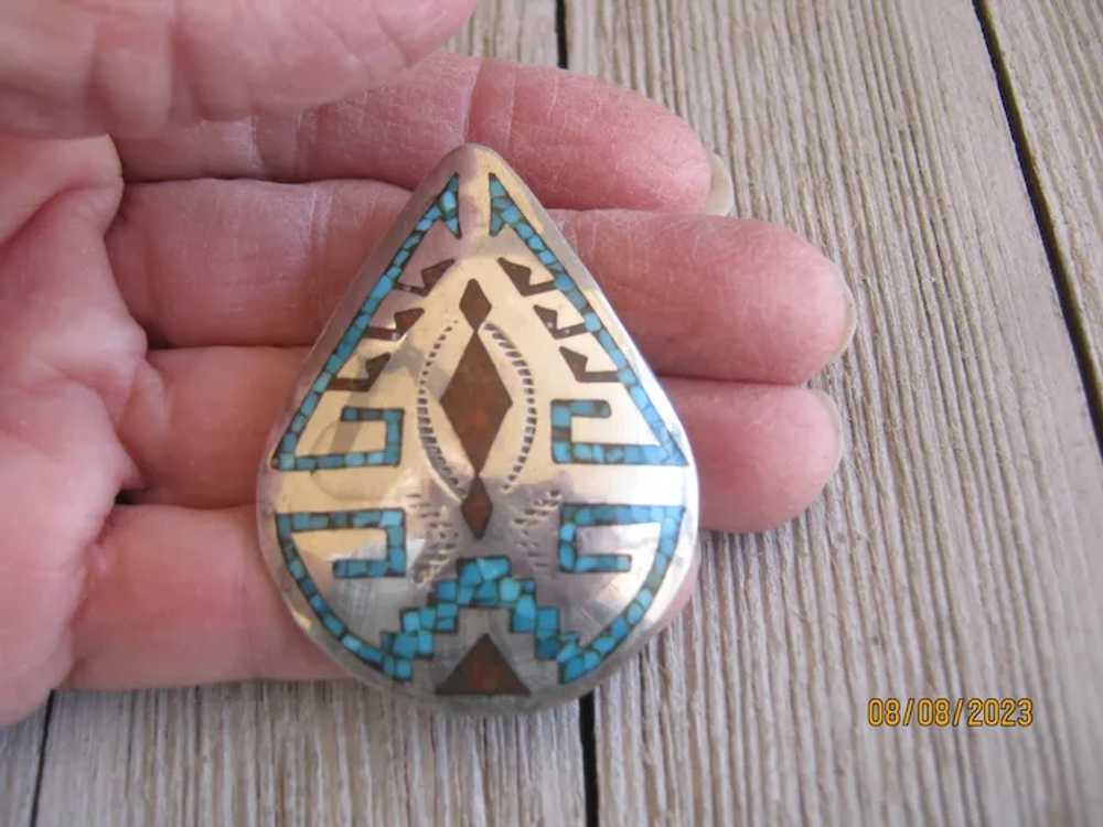 Turquoise and Coral Pendant  REDUCED $150 to $120 - image 6