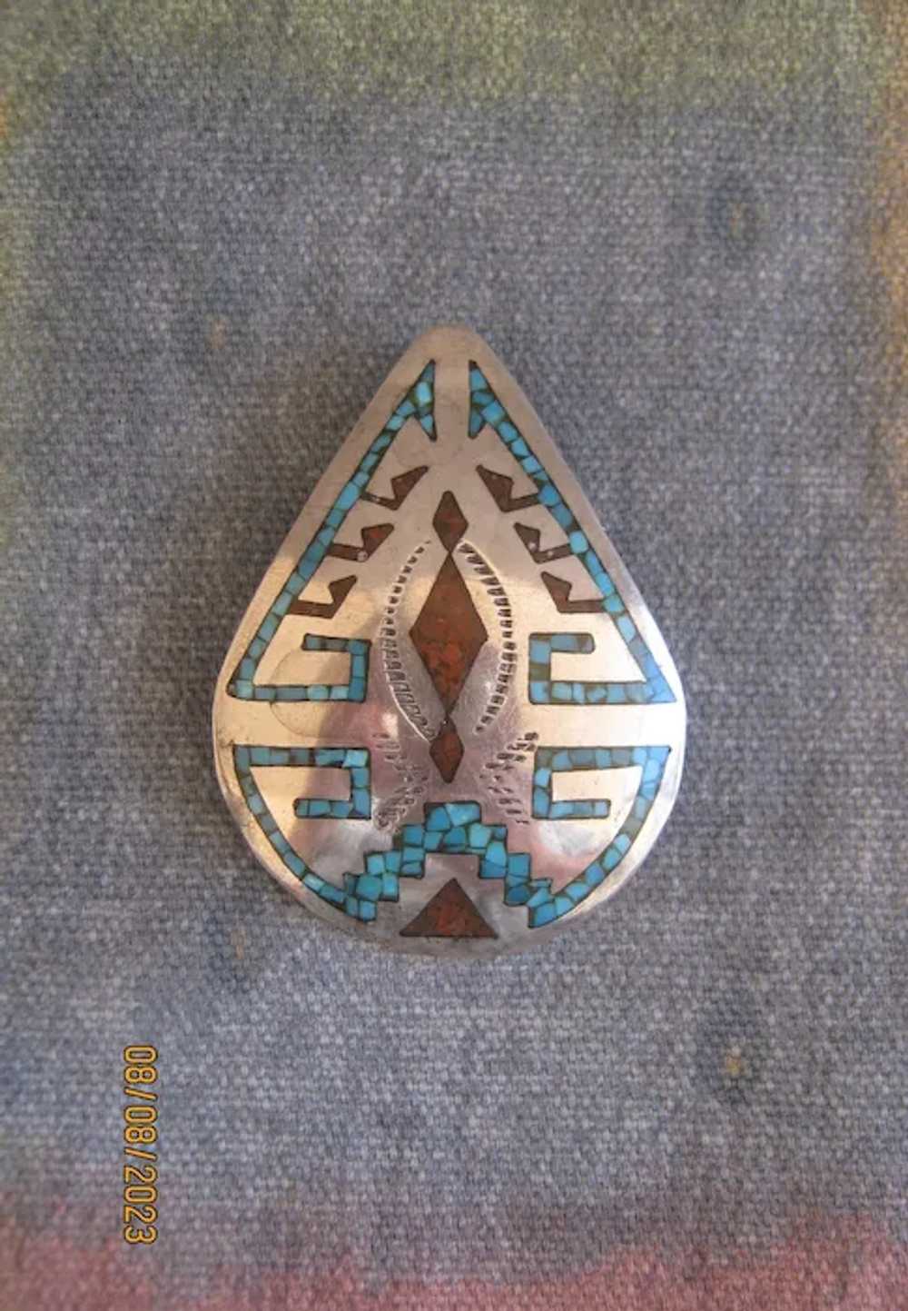 Turquoise and Coral Pendant  REDUCED $150 to $120 - image 7