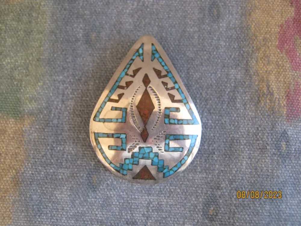 Turquoise and Coral Pendant  REDUCED $150 to $120 - image 9