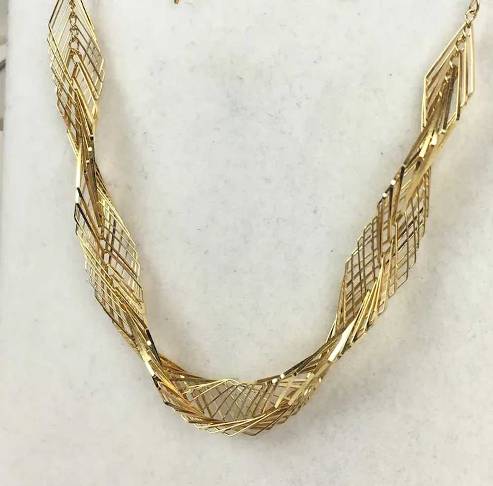 Modernist 14K Gold Geometric Necklace & Earrings … - image 3