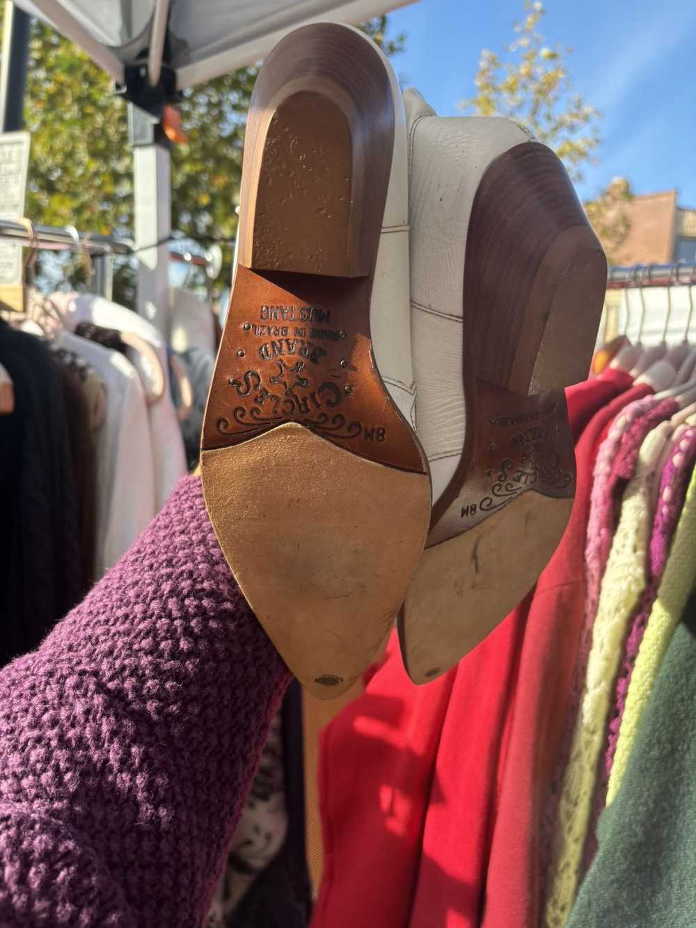 Vintage White cowgirl leather boots - image 2