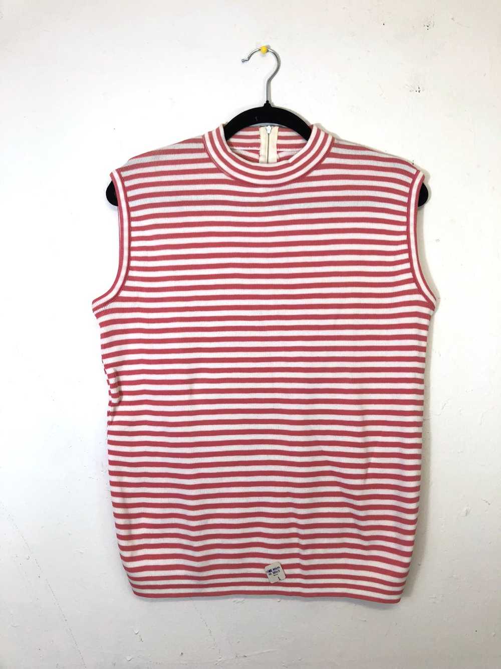 Striped Sleeveless Top - Pink & White (Deadstock) - image 1