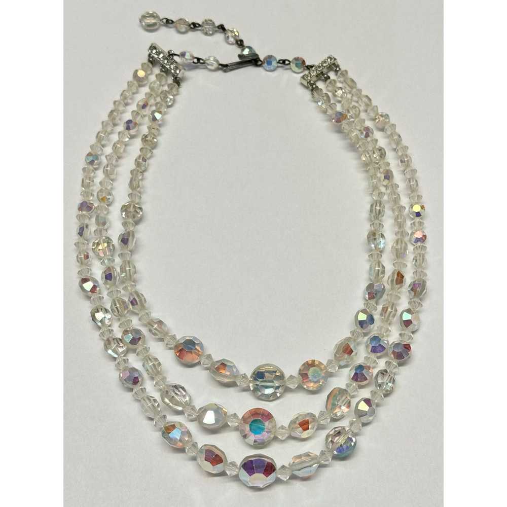 Vintage Vintage faceted crystal three strand neck… - image 1