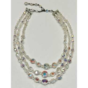 Vintage Vintage faceted crystal three strand neck… - image 1