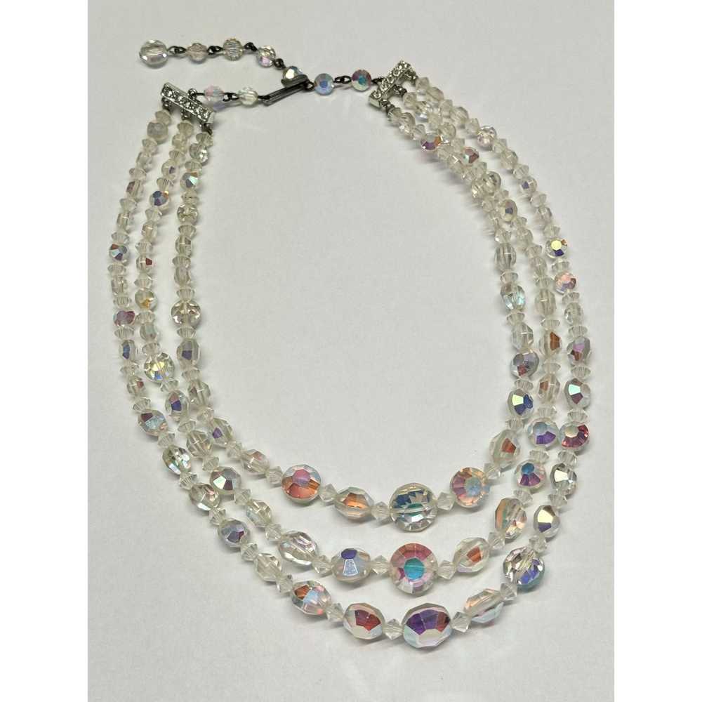 Vintage Vintage faceted crystal three strand neck… - image 3