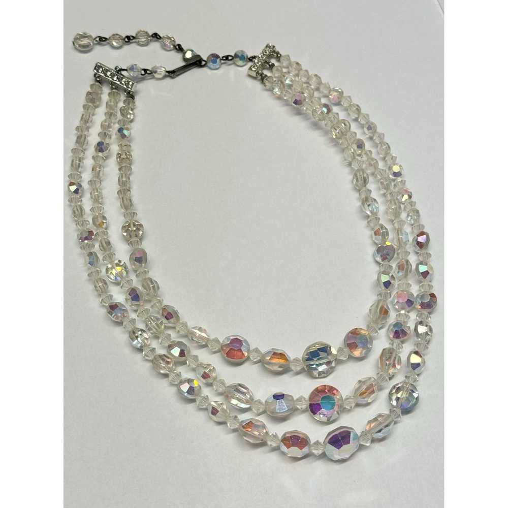 Vintage Vintage faceted crystal three strand neck… - image 4