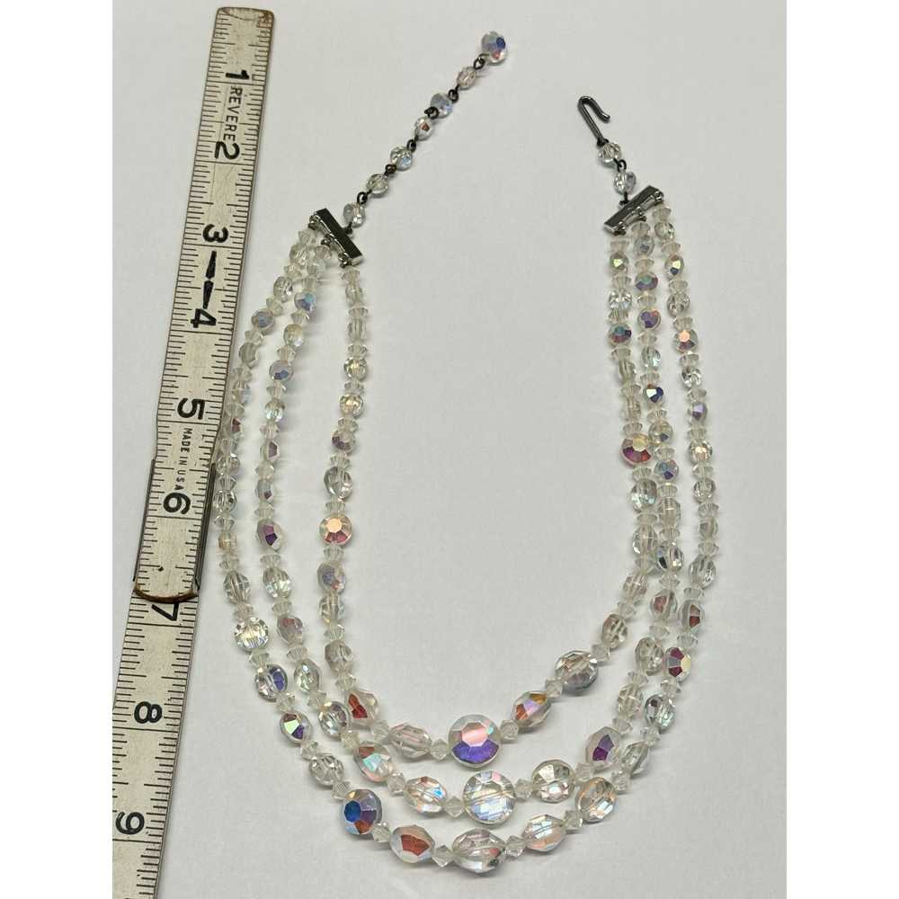 Vintage Vintage faceted crystal three strand neck… - image 5