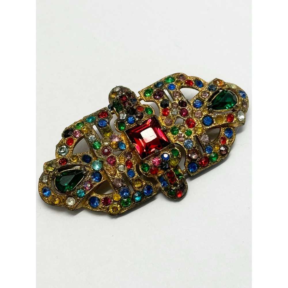 Vintage Estate rhinestone brooch pin - image 1