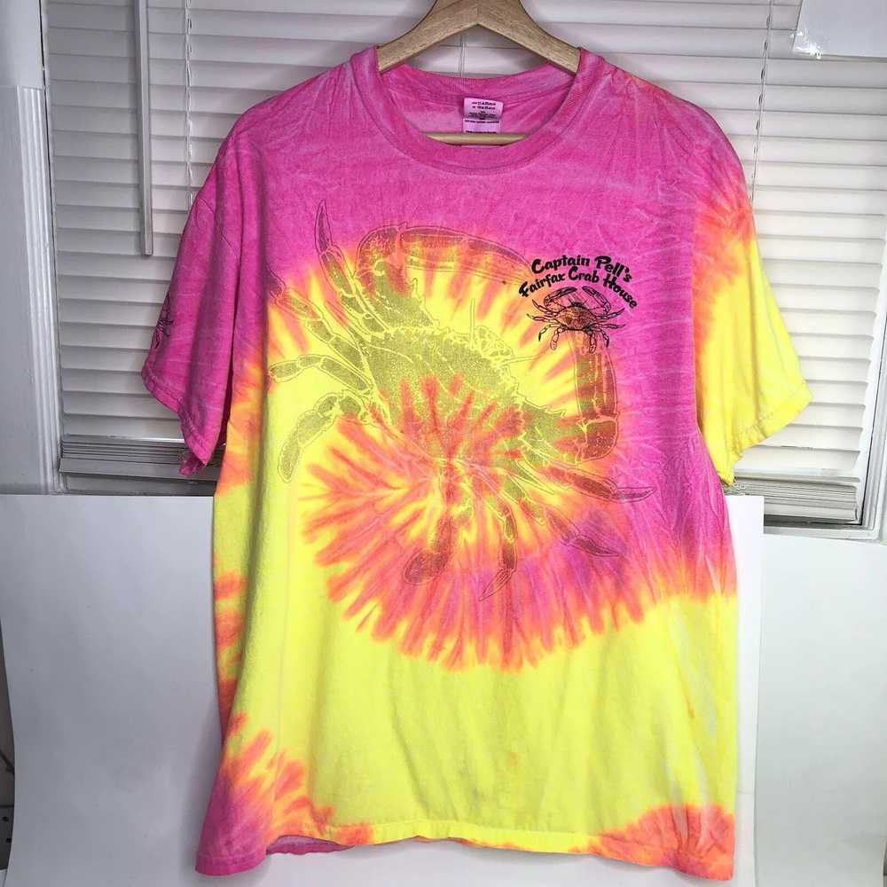 Gildan Vtg Tie Dyed T-shirt L Advertise Captain P… - image 2