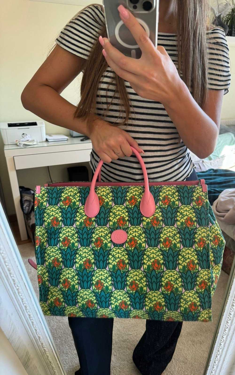 Product Details Gucci Green Pineapple Tote Bag - image 7