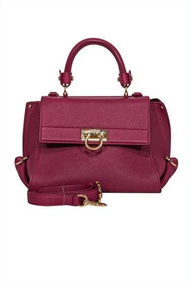 Ferragamo - Dark Pink Pebbled Leather Satchel Bag