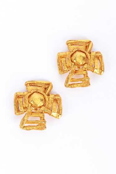 CHRISTIAN LACROIX Golden Maltese Cross Earrings