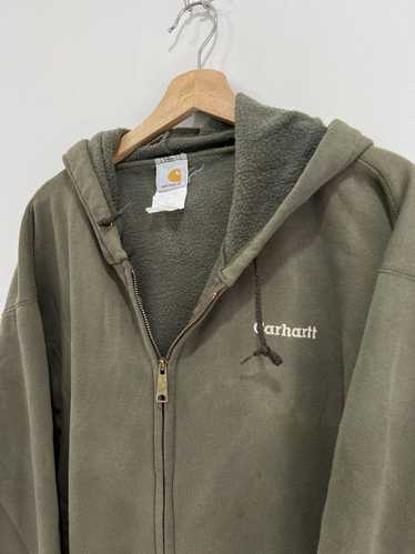 Vintage Carhartt Hoodie Zip Up Sweater olive green