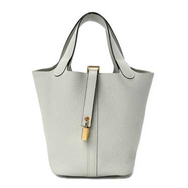 HERMES Taurillon Clemence Picotin Lock 18 PM Gris 