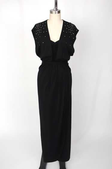 1970s Rhinestone Jersey Dress