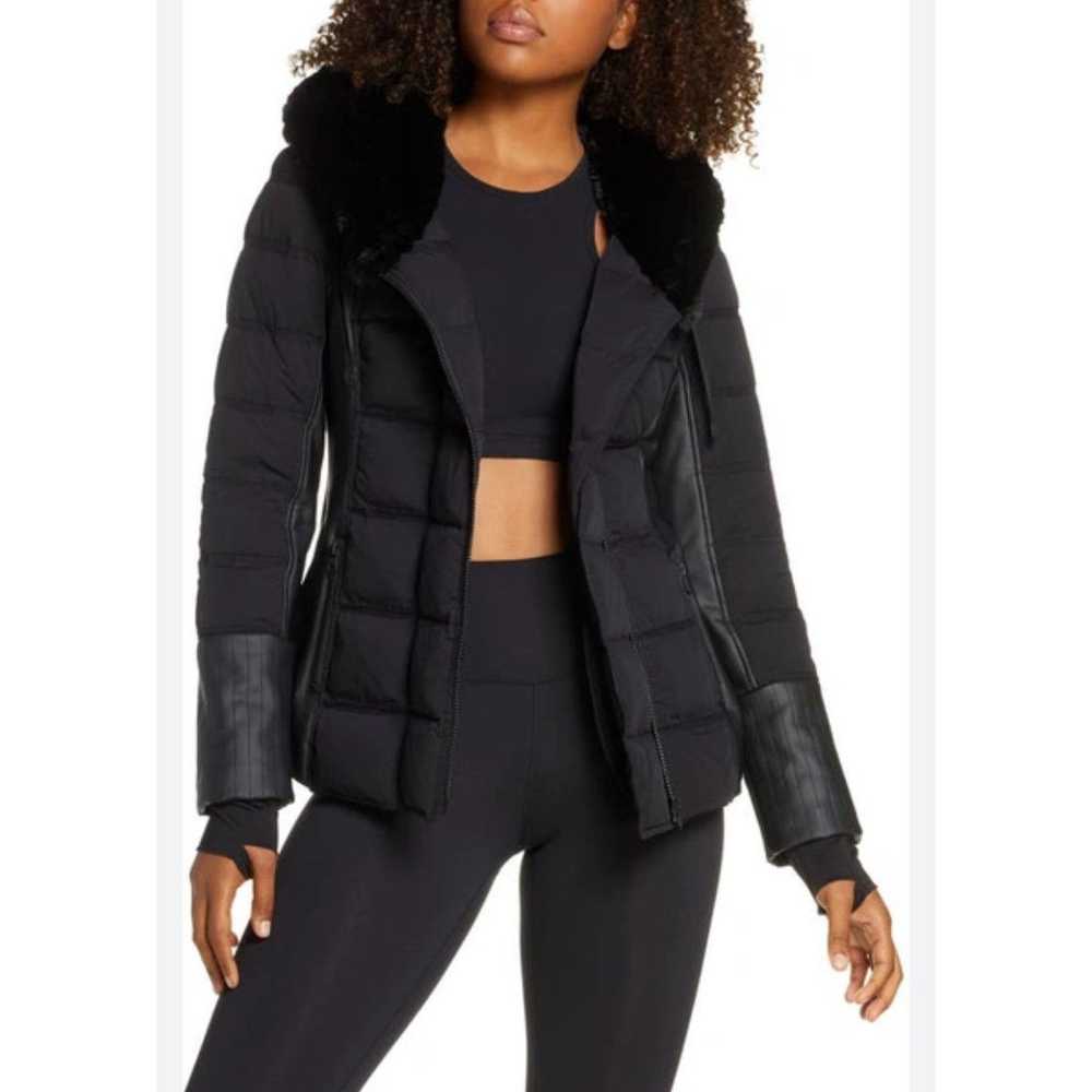 Blanc Noir Blanc Noir Faux Fur Hooded Moto Puffer… - image 2