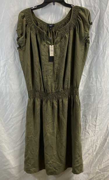 NWT Talbots Womens Green Silk Puff Sleeve Smocked 