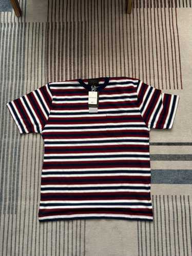 Beams Plus Beams Plus Blue Red and White Striped T