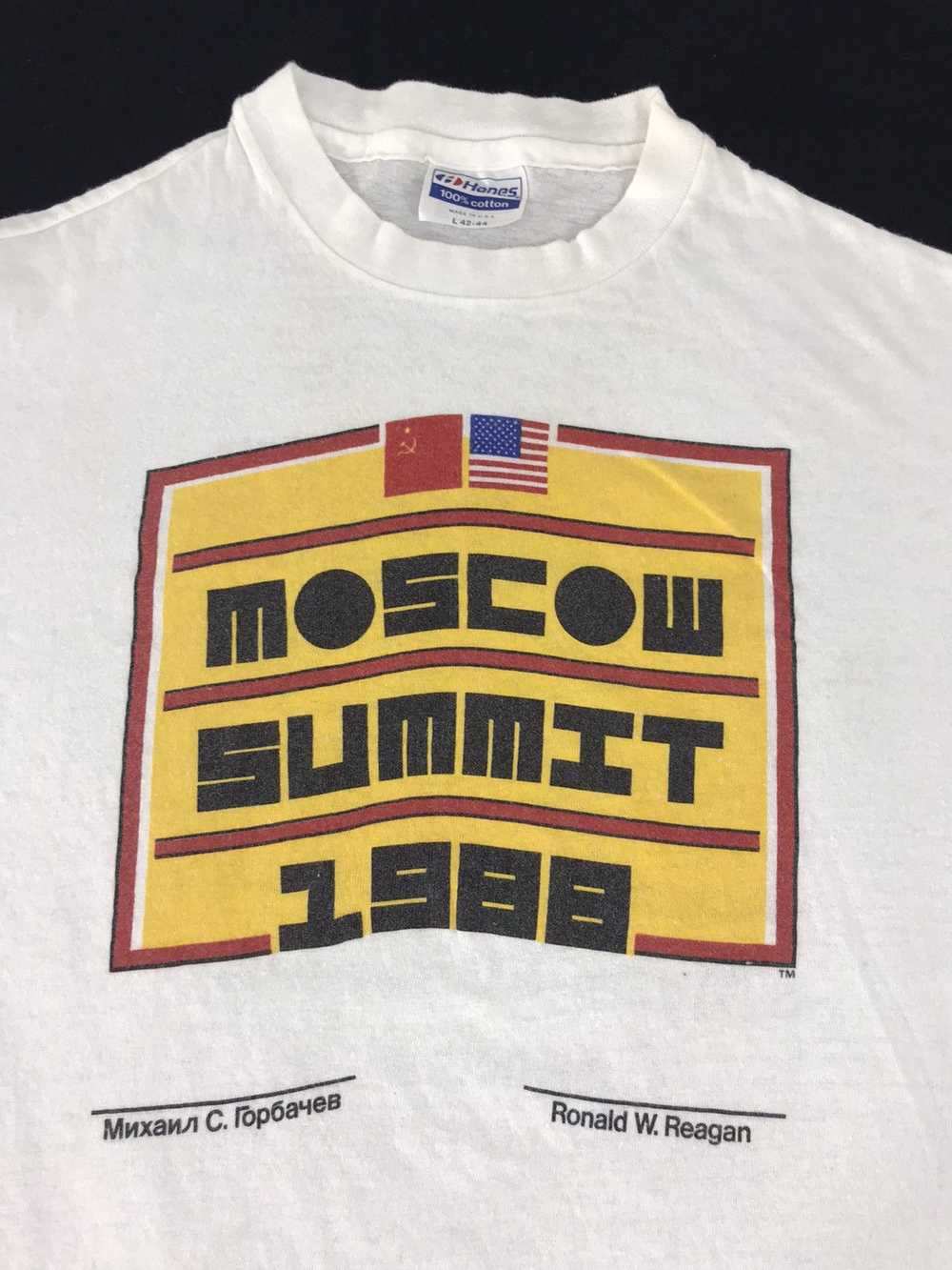 Hanes × Rare × Vintage Vintage 80s Moscow Summit … - image 3