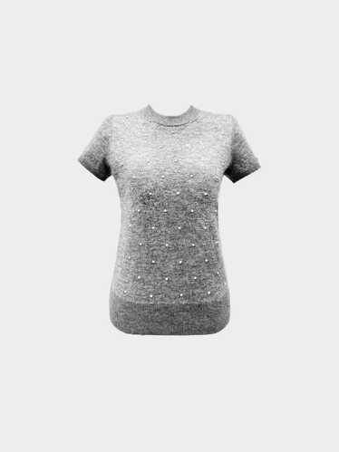 Chanel 2010s Gray Mohair Pearl Embellished Knit To