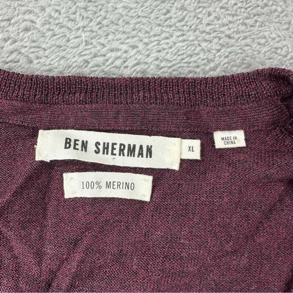 Ben Sherman Ben Sherman V Neck 100% Maroon Red Me… - image 2