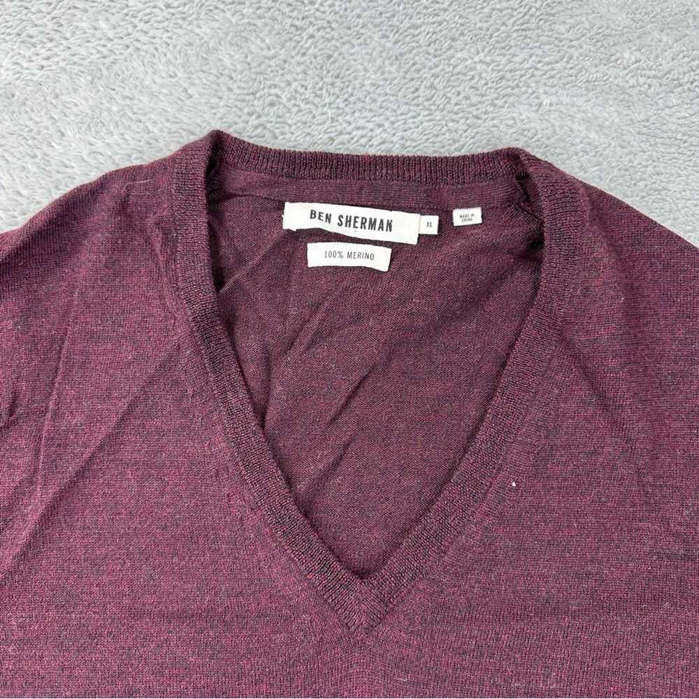 Ben Sherman Ben Sherman V Neck 100% Maroon Red Me… - image 3