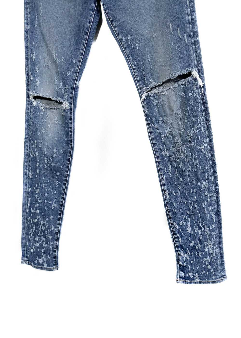 Amiri Amiri Washed Blue Knee Slit Shotgun Jeans - image 3