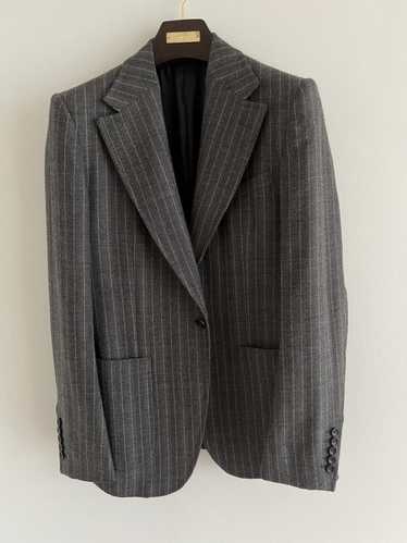 Gucci × Tom Ford GUCCI Wool Grey Striped Blazer -… - image 1