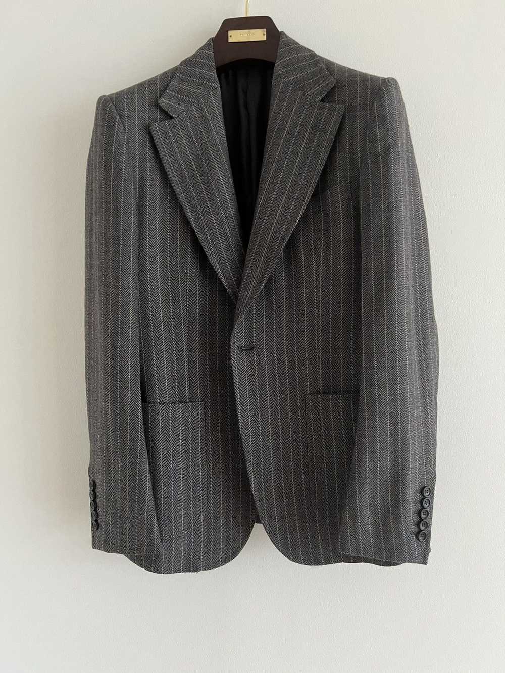 Gucci × Tom Ford GUCCI Wool Grey Striped Blazer -… - image 2