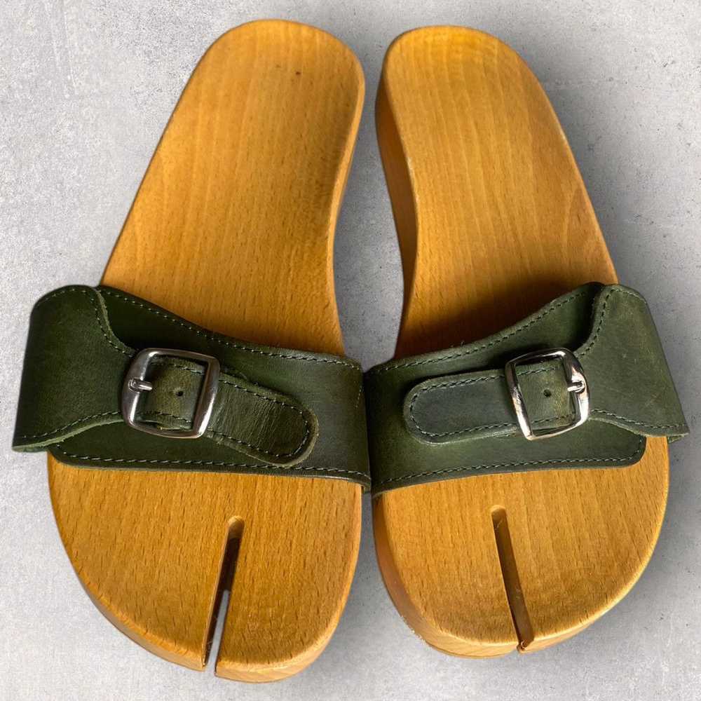 Maison Margiela SS05 MM6 wood tabi clogs with gre… - image 1