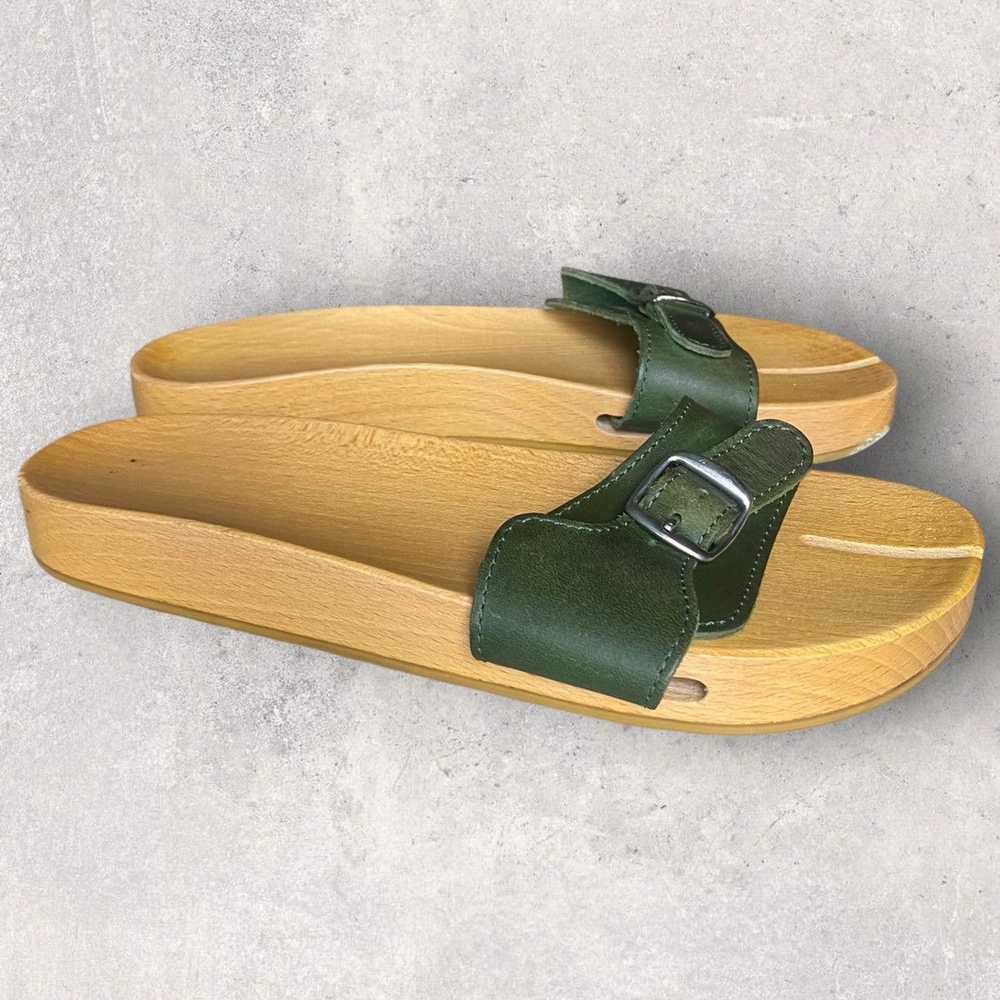 Maison Margiela SS05 MM6 wood tabi clogs with gre… - image 2